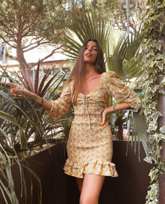 Ochre floral dress