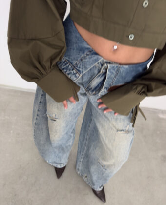 JEANS BAGGY -RELAXED FIT HIGH-WAIST WITH TURN-UP WAIST