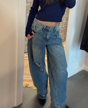 JEANS BARREL FIT LOOSE FIT STRAPPATI